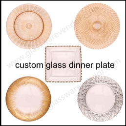 12-inch Round Gold Beaded Rim Glass Plate