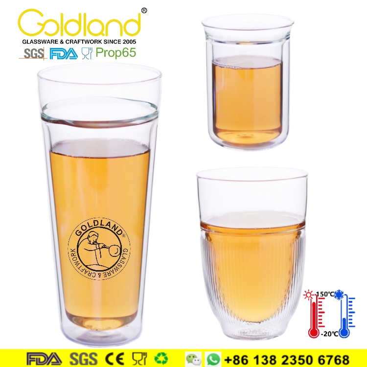 Double Wall Single Lip Insulated Glass Cup