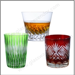 red cut crystal whisky tumbler