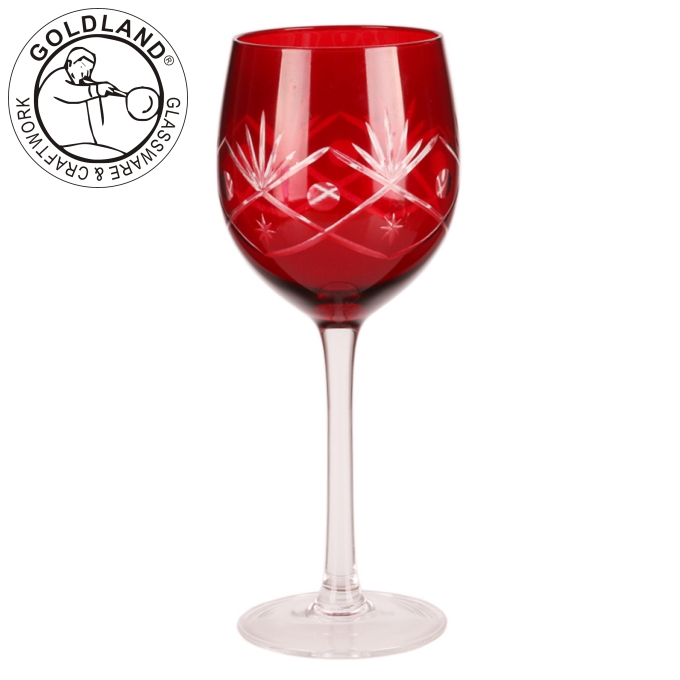 Hand Cut Wine Glass Hand Craved Coloured Glass Goblet