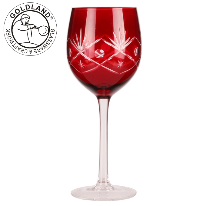 Hand Cut Wine Glass Hand Craved Coloured Glass Goblet