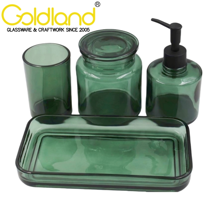 4 Piece Bathroom Accessory Set With Soap Dispenser Pump,Toothbrush Holder,Tumbler And Soap Dish