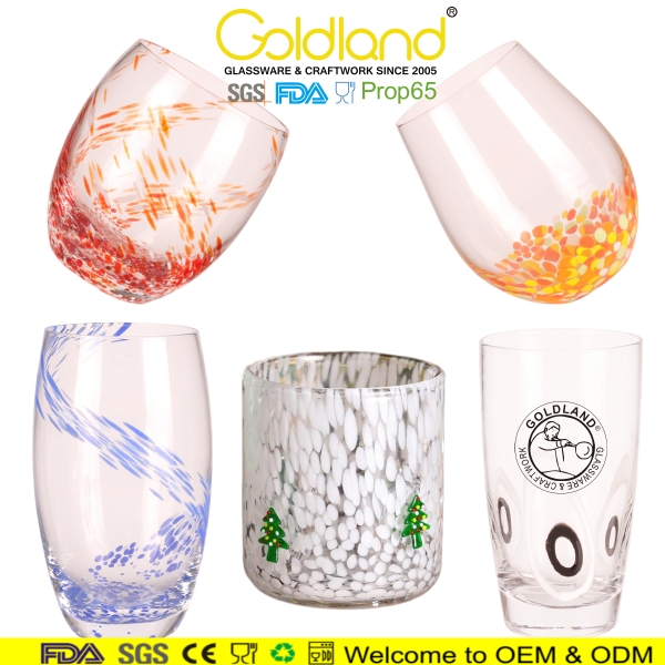 Custom Colored Drinking Glasses Handmade Vintage Highball Glasses