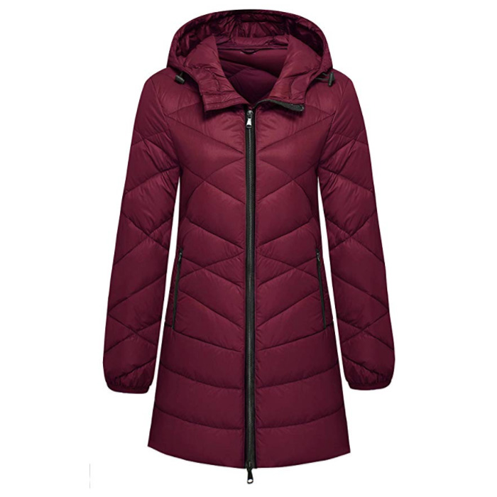 white women's fitted quilted coat