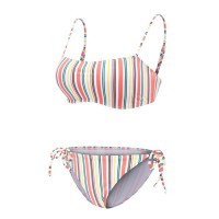 To-delt stribet top og sidebinding Hipster bund bikini