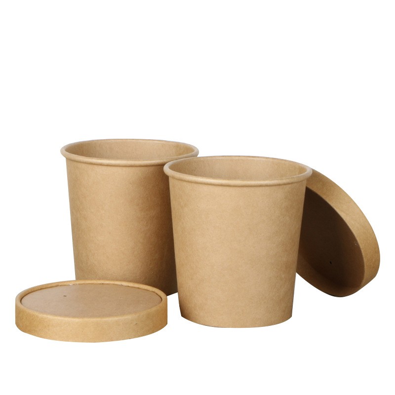 Download High Quality Disposable Kraft Paper Soup Cup Hot Soup Bowl With Lid Factory Wholesale Price Shine Peak Group