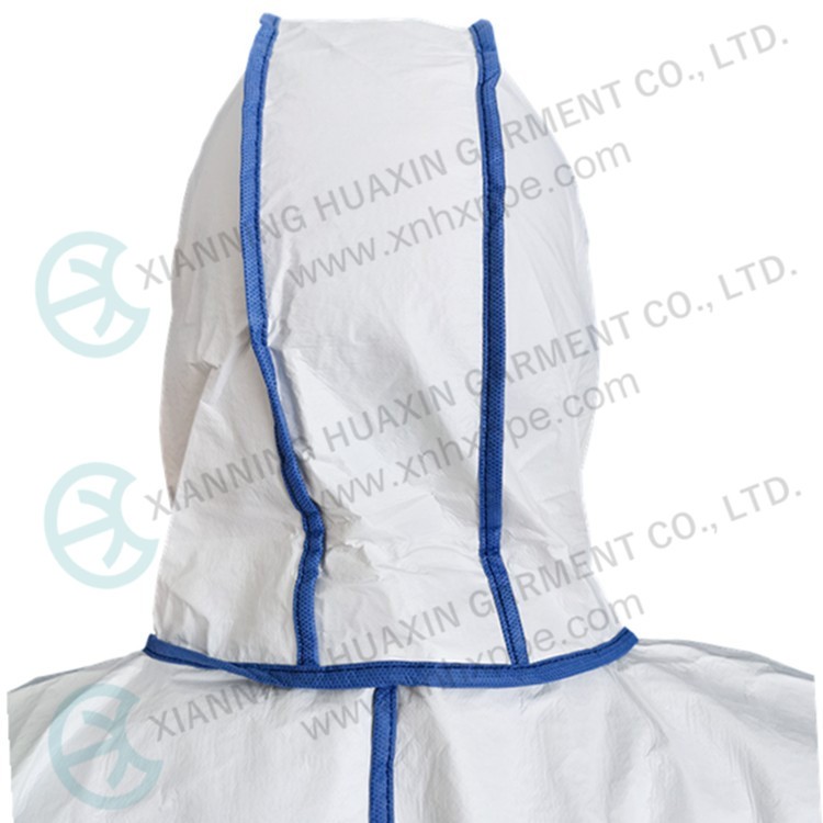 coverall with back panel breathable blue SMS 