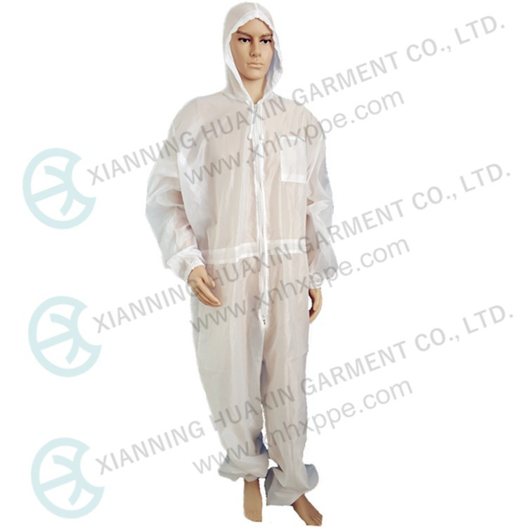 Cleanness Zippered Antistatic Work Apparel Smock With Elastic Waist/cuffs