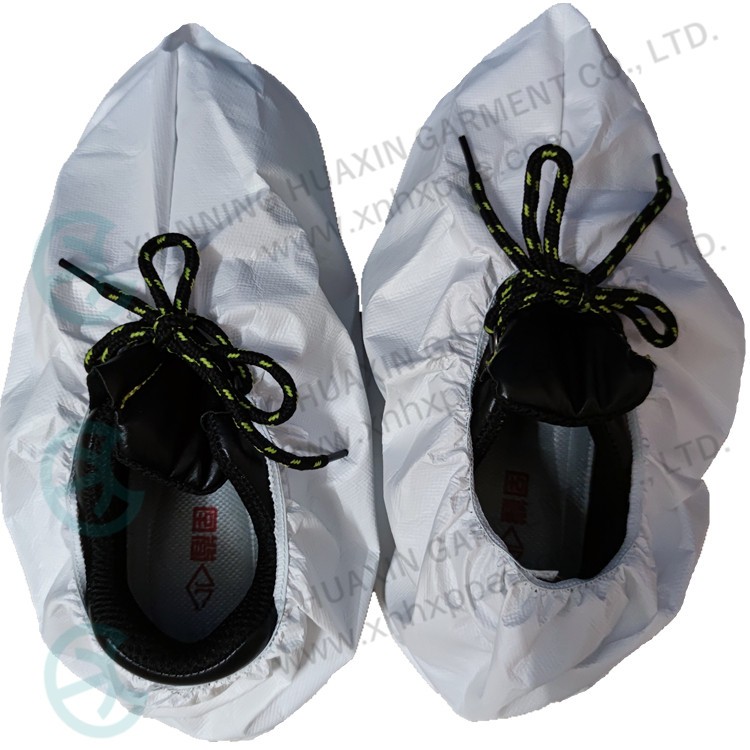 Durable microporous shoe cover with PVC anti-slip sole