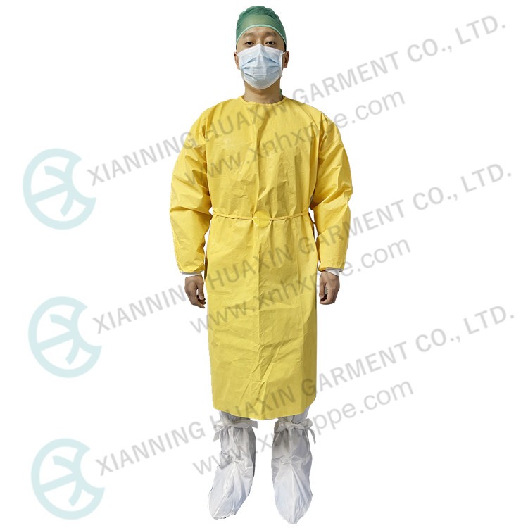Disposable isolation surgical PPE equipment yellow patient gown Factory