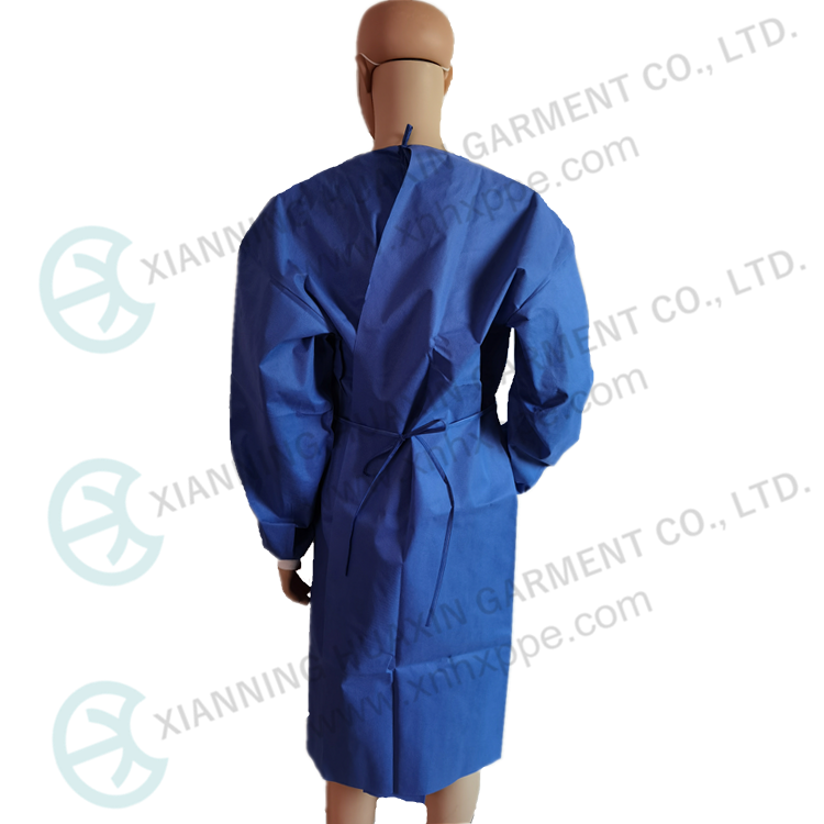EN13795-1 AAMI PB70 level3 blue SMS ultrasonic seam gown Factory