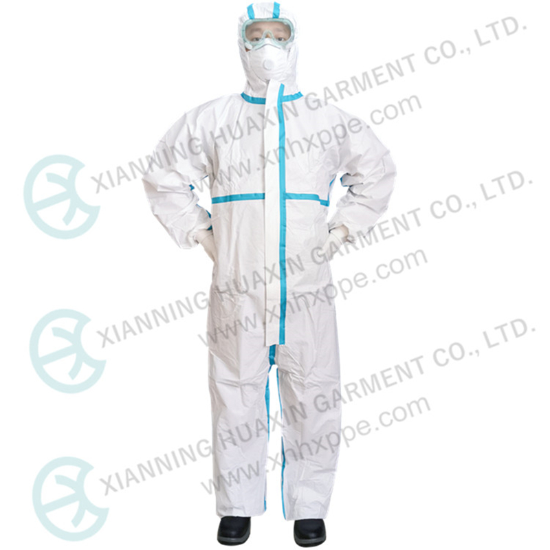 EN14126 TYPE4B/5B/6B taped seam protective coverall