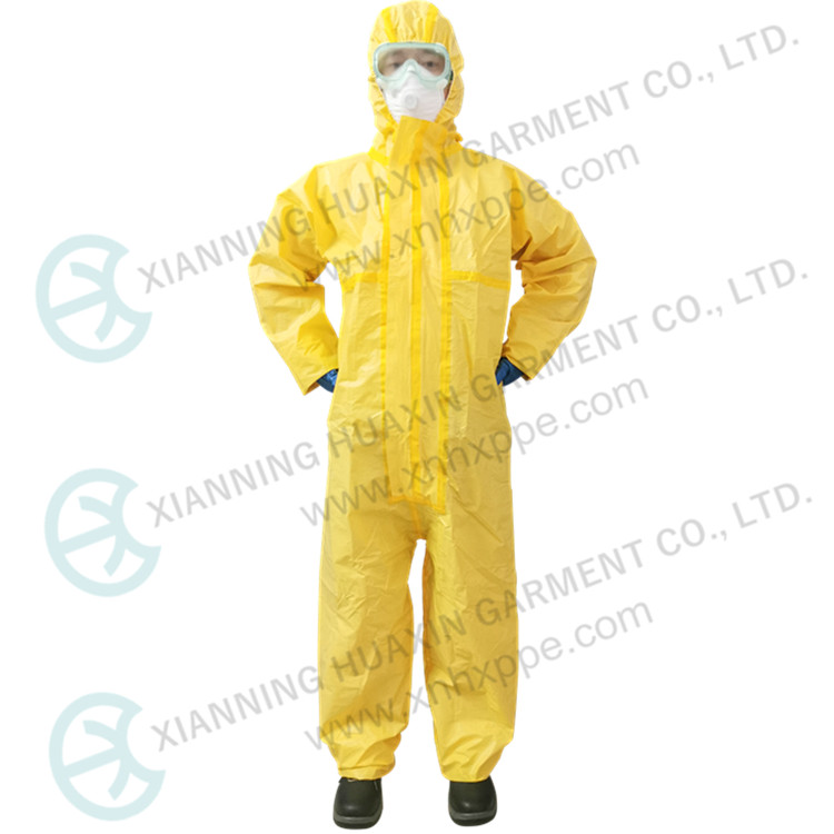 TYPE3B EN14126 double zipper cover chemical resistant coverall