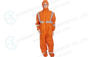 Safety coverall with reflective tapes