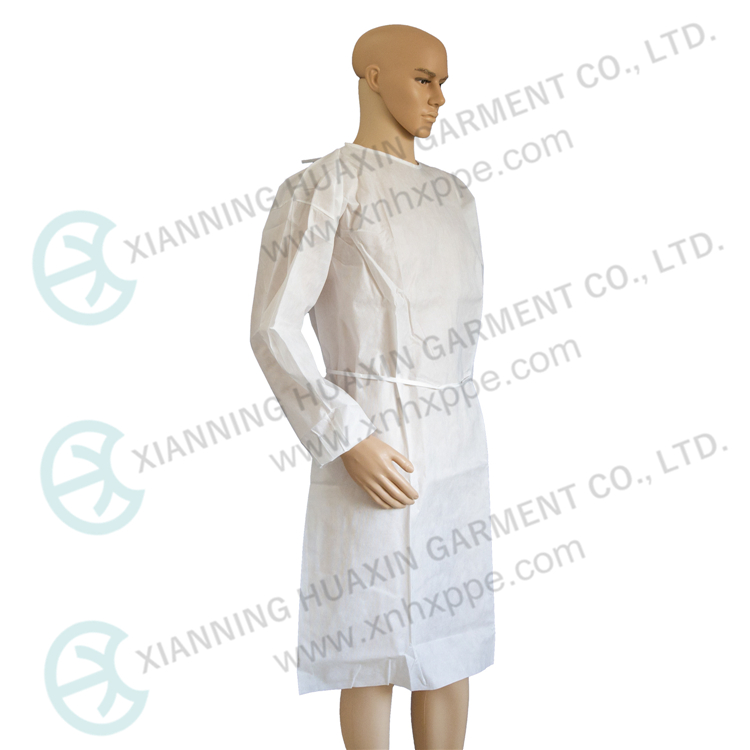 White SMS long sleeve medical gown ultrasonic seam Factory
