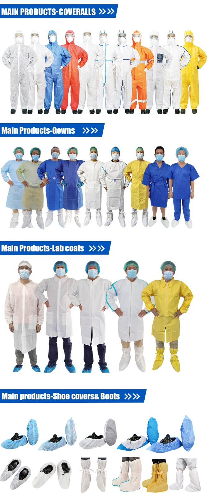 disposable nonwoven colorful sms coverall 