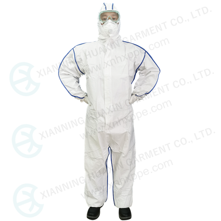 coverall with back panel breathable blue SMS 