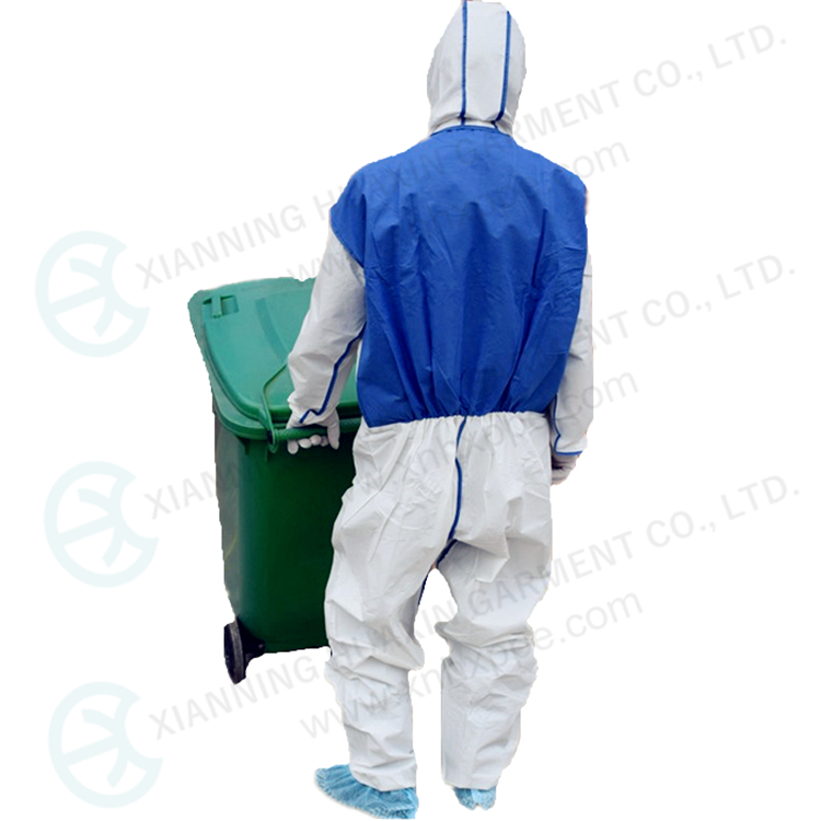 coverall with back panel breathable blue SMS 