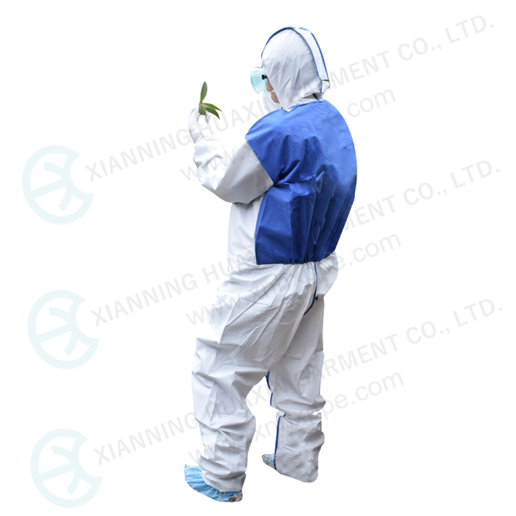 coverall with back panel breathable blue SMS 