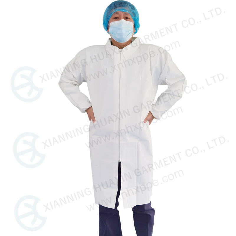 Microporous Labcoat With Double Collars For Cleanroom, Lab, Pharmaceuticals Factory