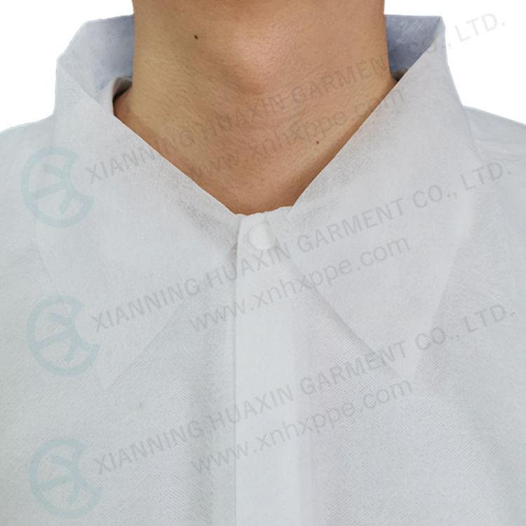 Disposable Nonwoven PP Spunbond Polypropylene Lab Coat With Collar And Buttons Factory