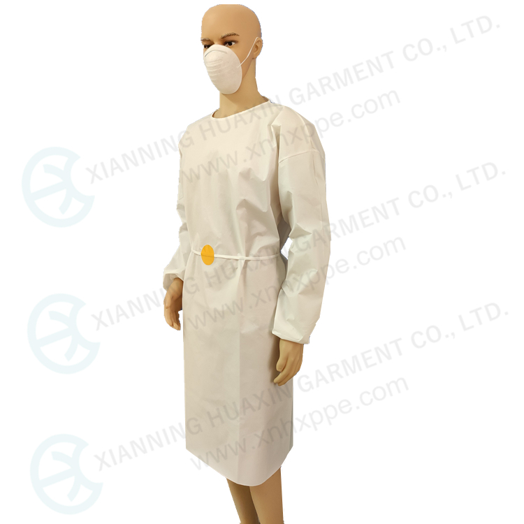 Vestido branco microporoso com certificação CE EN14126 TYPE6B com punho de rosca