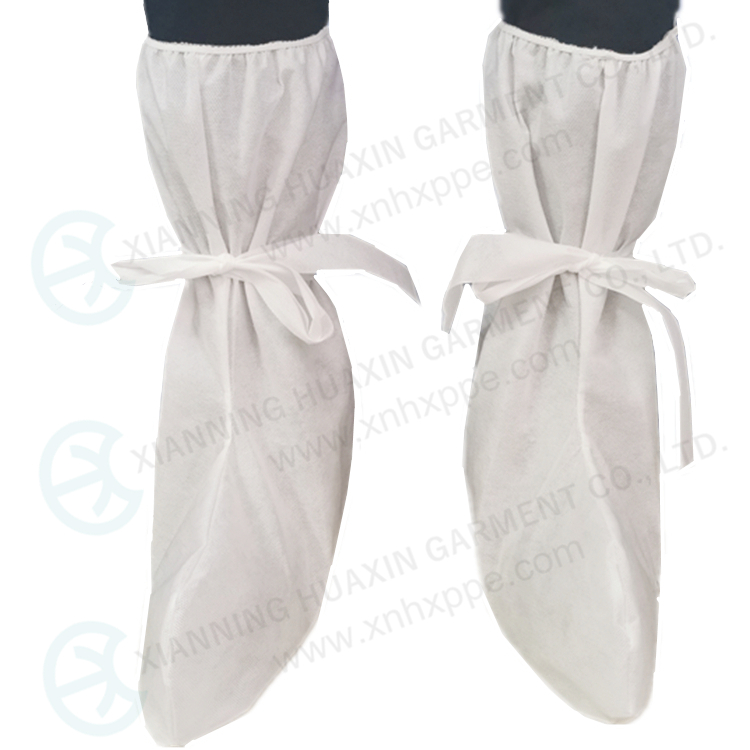Disposable Nonwoven Breathable Sms Boot Cover With Elastic Open And Ties
