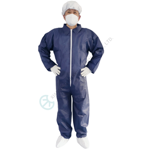 Blue PP dust proof solid substance coverall with hood