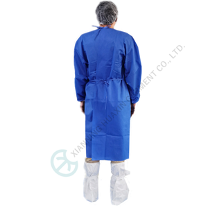 03G Blauer SMS-Isolationskittel mit Strickbündchen