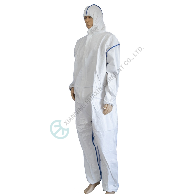coverall with back panel breathable blue SMS 
