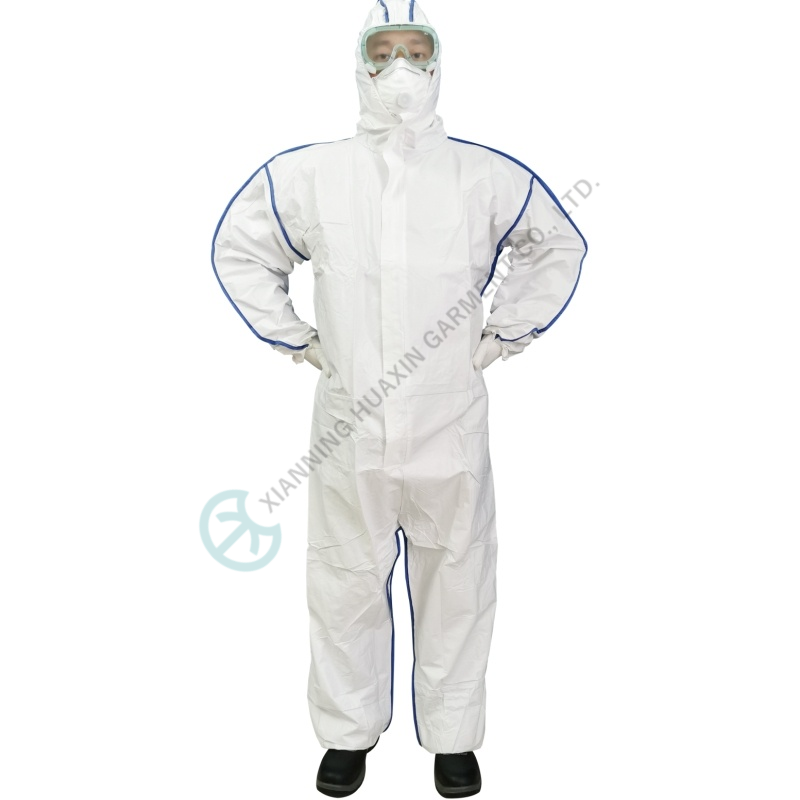 coverall with back panel breathable blue SMS 