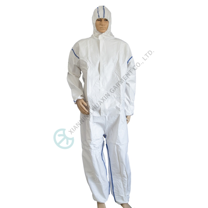 coverall with back panel breathable blue SMS 