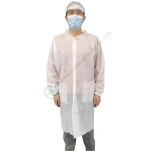 고리와 단추를 가진 처분할 수 있는 짠것이 아닌 PP Spunbond 폴리프로필렌 실험실 외투
