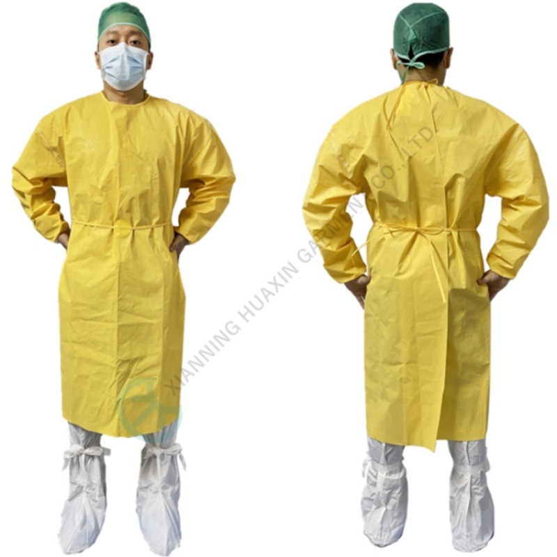 Disposable isolation surgical PPE equipment yellow patient gown