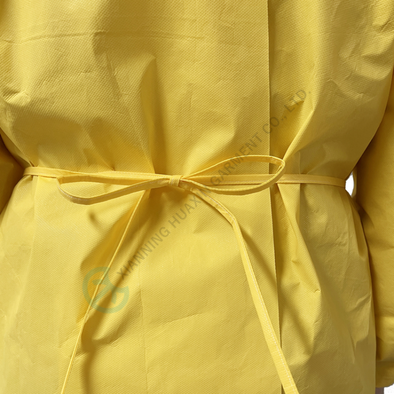 Disposable isolation surgical PPE equipment yellow patient gown Factory