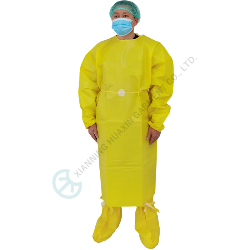 Durable heavy duty AAMI PB70 level 4 non medical isolation gown