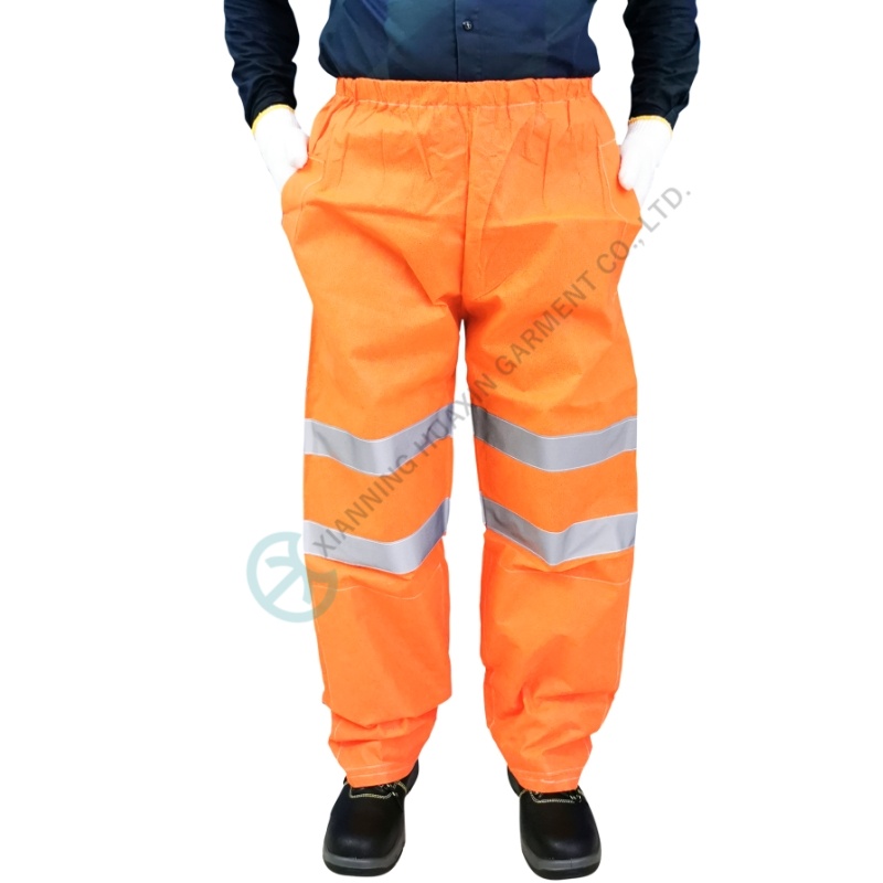 Bright orange SMS protective safety pants with relective stripes