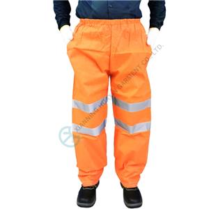 Bright orange SMS protective safety pants with relective stripes