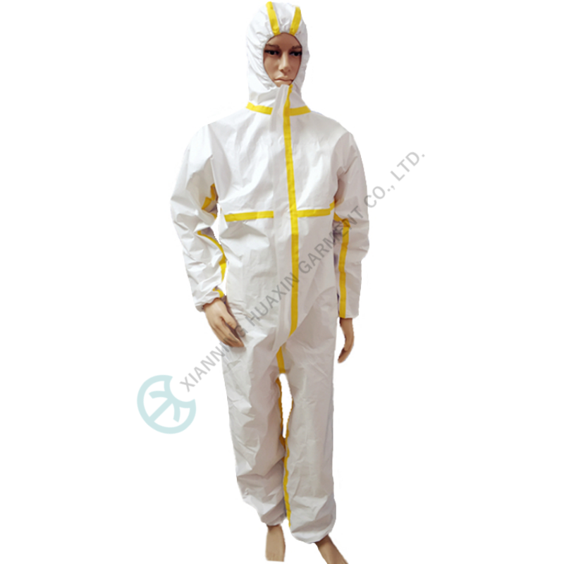 Safety PPE product disposable clothing TYPE4B work suit yellow taped seam
