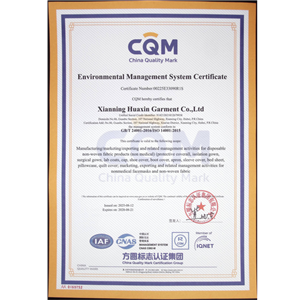 ISO14001 update Xianning Huaxin Garment Co., Ltd. certification