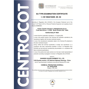 Moduld B Xianning Huaxin Garment Co., Ltd. certification