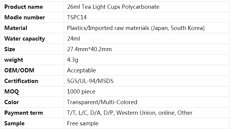 tea light cups polycarbonate