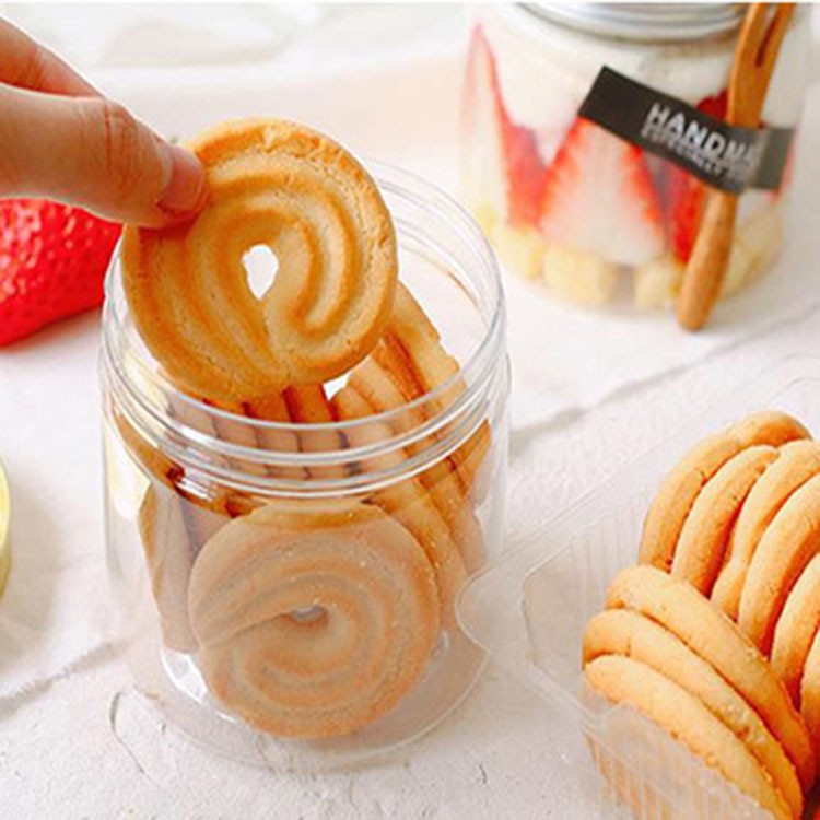 Empty Candy Lollipop Biscuit Cookie Packaging Container Bottle Square Plastic Food PET Jar with Screw Lid