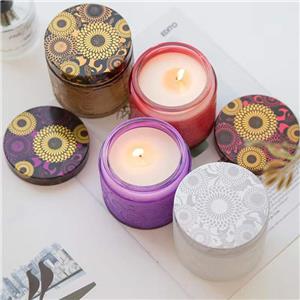 Factory High Quality Multi-color Embossed Candle Jars Vessels Candle Containers