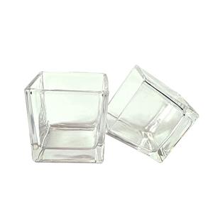 Frasco de vela em forma de quadrado transparente vazio para decoração frascos retos de velas de vidro votivas contemporâneas modernas