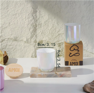 Tarros de vela iridiscentes de tamaño 7oz 10oz 14oz para velas personalizadas con metal de madera y tapa de bambú