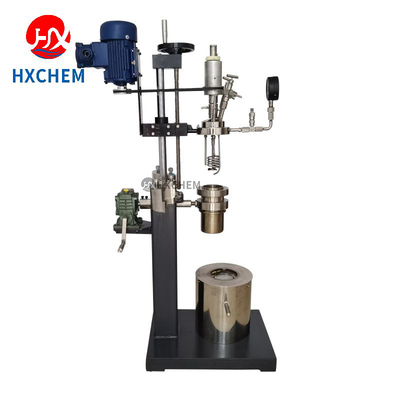 Lab agitated pressure hydrogenation reactor with manual lifting