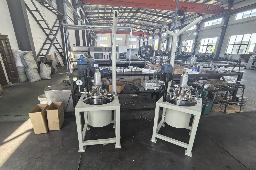 Laboratory pressure reactor with lifting device