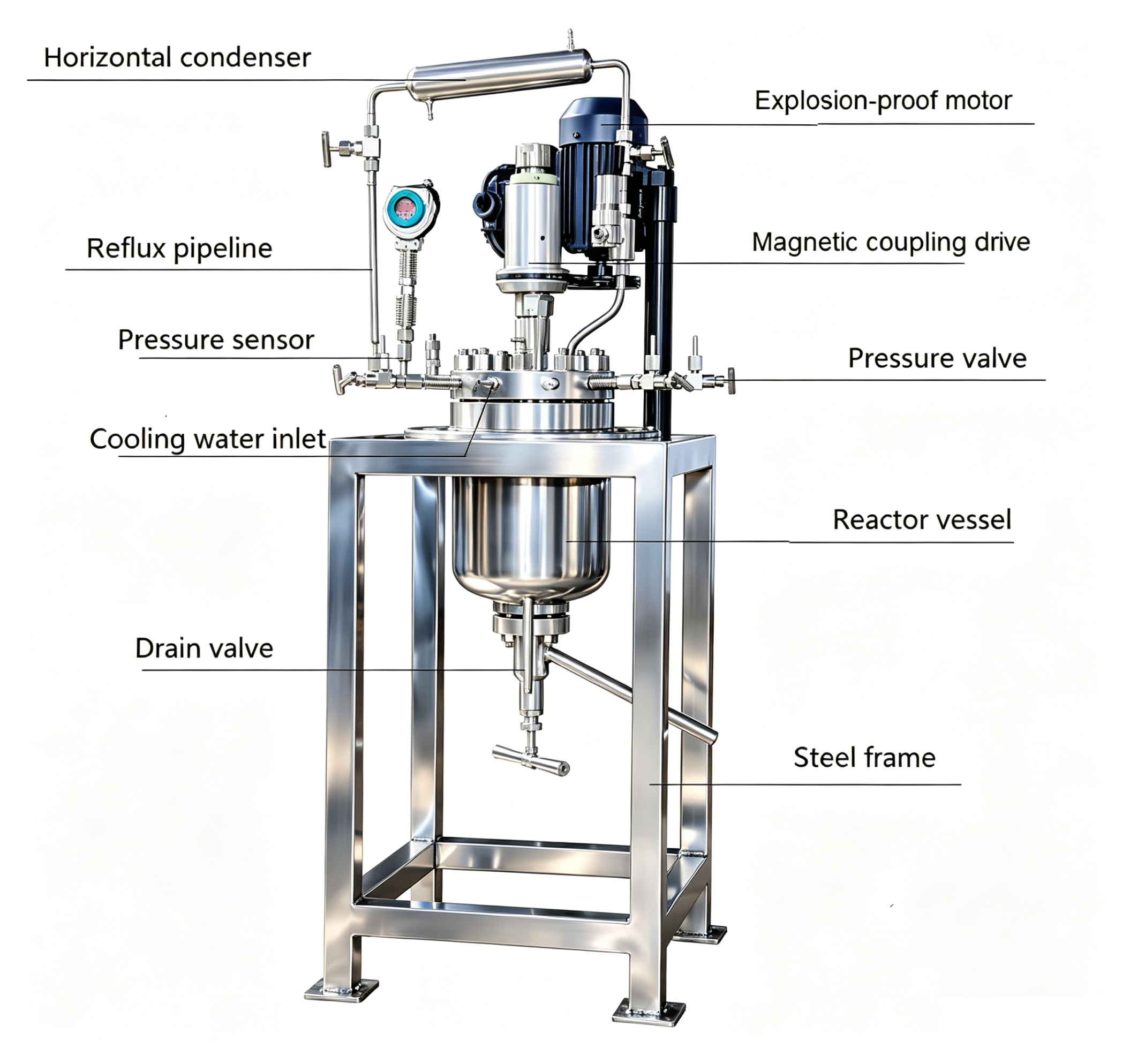 Lab pressure reactor with external condenser