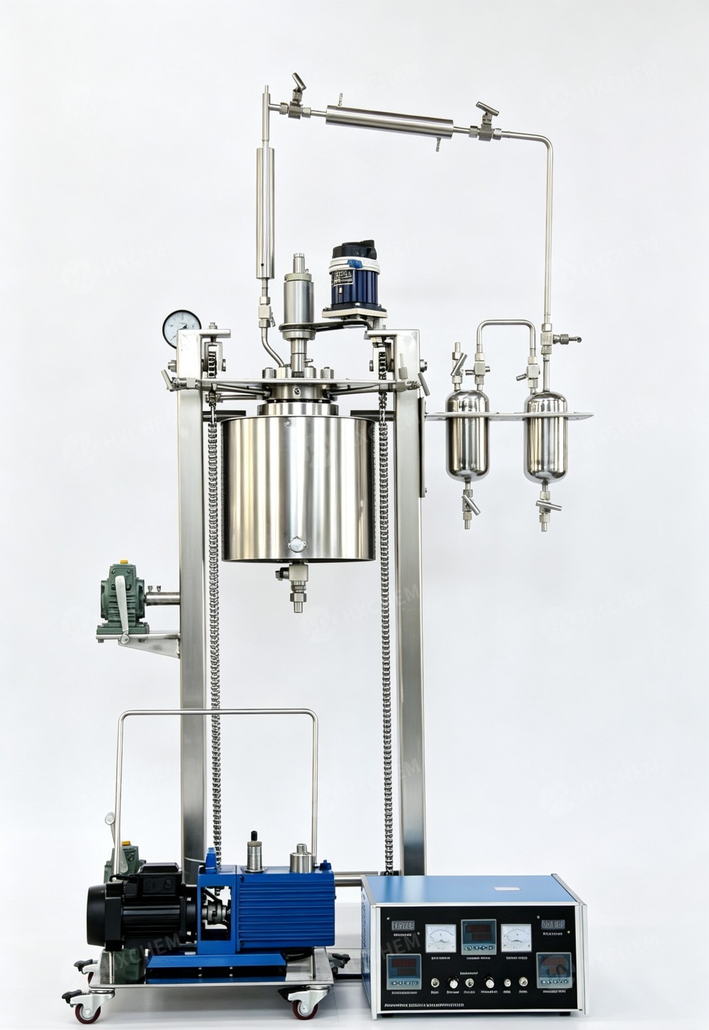 Overhead stirred pressure reactor